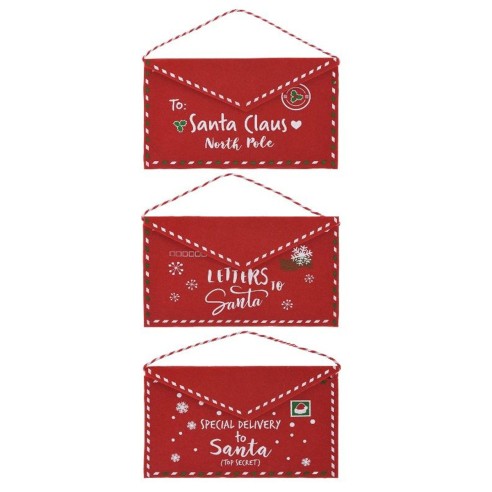 Busta di Natale appendibile rosso PE assortito 27x16 cm H&S Collection