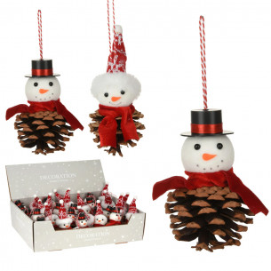 Pendente pupazzo di neve con pigna H11 cm assortito H&S Collection