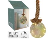 Pallina di Natale sfera in vetro Ø 120 mm 19 LED a batteria con corda confezione H&S Collection