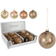 Pallina di Natale sfera in vetro con foglie Ø 8 cm assortito H&S Collection