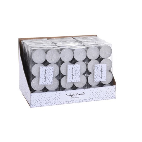 Candeline tea light glitter bianco tealight 8 pz H&S Collection