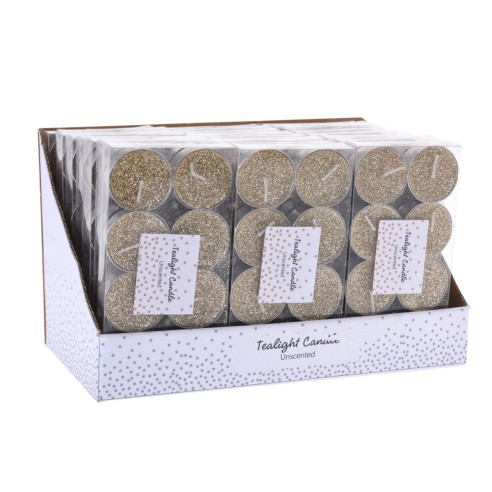 Candeline tea light glitter oro 8 pz H&S Collection