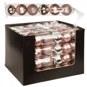 Palline di Natale in plastica mix rosa Ø 7 cm confezione da 6 pezzi H&S Collection