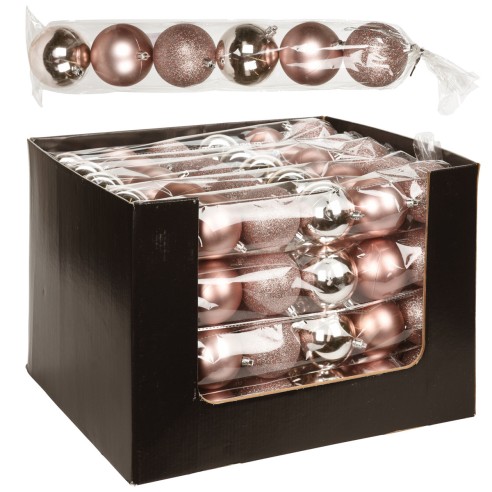 Palline di Natale in plastica mix rosa Ø 7 cm confezione da 6 pezzi H&S Collection