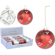 Pallina di Natale sfera in vetro rosso/bianco Ø 8 cm assortito H&S Collection