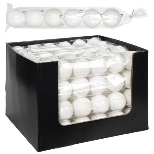 Palline di Natale in plastica mix bianco Ø 7 cm confezione da 6 pz H&S Collection