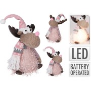 Renna natalizia in tessuto rosa con LED H22 cm assortita H&S Collection