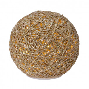 Sfera luminosa in rafia luce LED Ø 15 cm oro H&S Collection 2