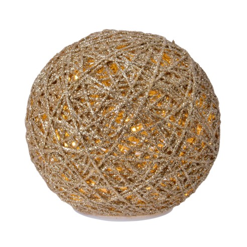 Sfera luminosa in rafia luce LED Ø 15 cm oro H&S Collection