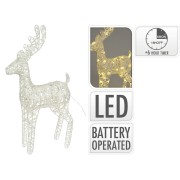 Renna natalizia con luce LED H37 cm glitter bianco H&S Collection