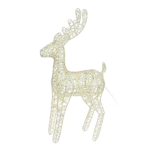 Renna natalizia con luce LED H37 cm glitter bianco H&S Collection