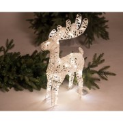 Renna natalizia con luce LED H37 cm glitter bianco H&S Collection ambientata