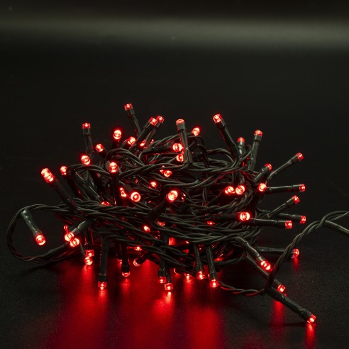 Luci di Natale 100 LED rosso 8 funzioni 5 m Domus Light