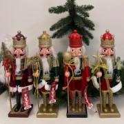 Schiaccianoci in legno e velluto soldato Natalizio H38 cm assortito