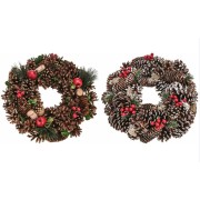 Corona di Natale con pigne e bacche Ø 33 assortito H&S Collection
