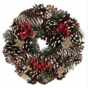 Corona di Natale con pigne e bacche Ø 33 assortito H&S Collection