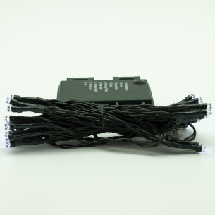 Luci di Natale a batteria con timer cavo verde 40 LED bianco naturale 8 funzioni 4 m Domus Light 2