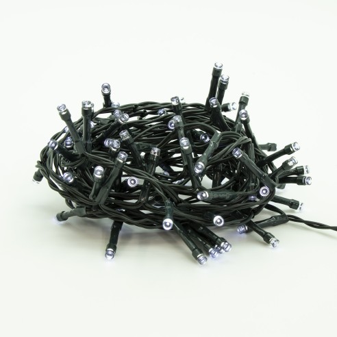 Luci di Natale a batteria con timer cavo verde 180 LED bianco ghiaccio 8 funzioni 9 m Domus Light