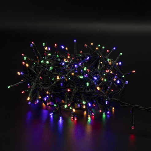 Luci di Natale a batteria con timer cavo verde 180 LED multicolor 8 funzioni 9 m Domus Light