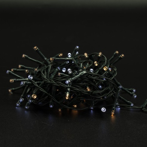 Luci di Natale a batteria con timer cavo verde 180 LED diamond 8 funzioni 9 m Domus Light