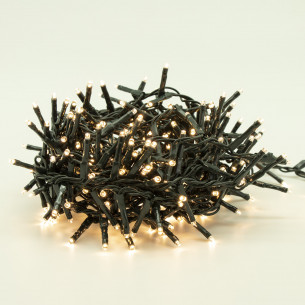 Luci di Natale a batteria con timer cavo verde 180 LED bianco caldo 8 funzioni 9 m Domus Light