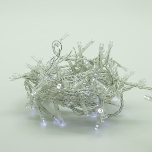 Luci di Natale a batteria con timer cavo trasparente 180 LED bianco ghiaccio 8 funzioni 9 m Domus Light