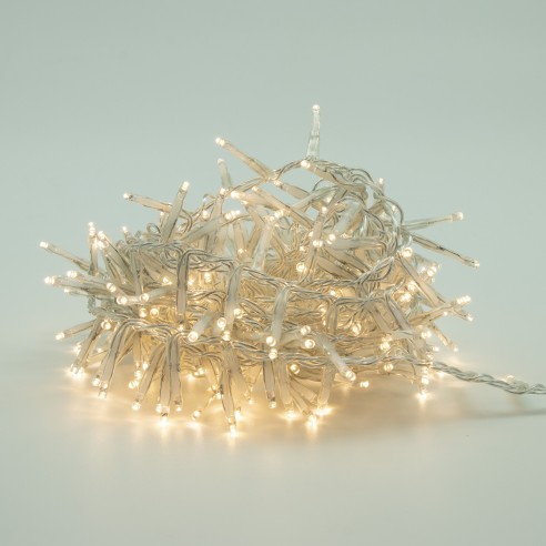 Luci di Natale a batteria con timer cavo trasparente 180 LED bianco caldo 8 funzioni 9 m Domus Light