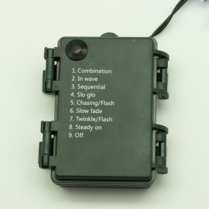 Luci di Natale a batteria con timer cavo verde 300 LED bianco ghiaccio 8 funzioni 15 m Domus Light 2