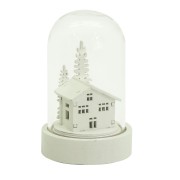Campana di vetro con casetta bianca e luce LED H 9 cm assortito H&S Collection