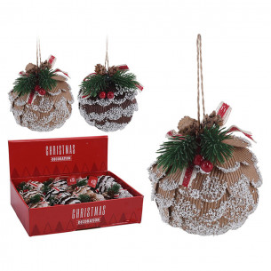 Pallina di Natale sfera pigna in cartone Ø 8 cm assortito H&S Collection