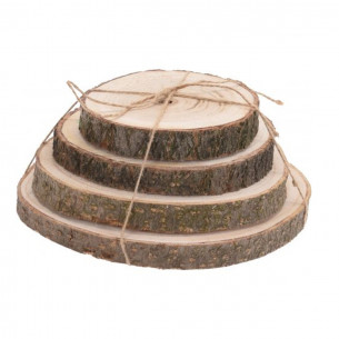 4 dischi decorativi in legno 14-16-18-20 cm H&S Collection