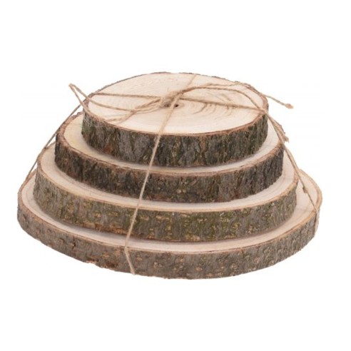 4 dischi decorativi in legno 14-16-18-20 cm H&S Collection