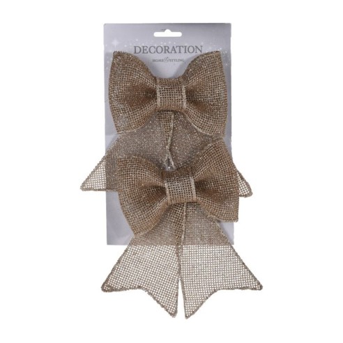 Pendente fiocco natalizio 18x13 cm champagne glitterato 2 pz H&S Collection