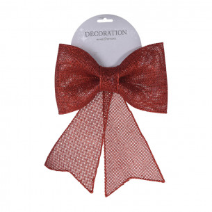 Pendente fiocco natalizio 24x22 cm rosso glitterato H&S Collection