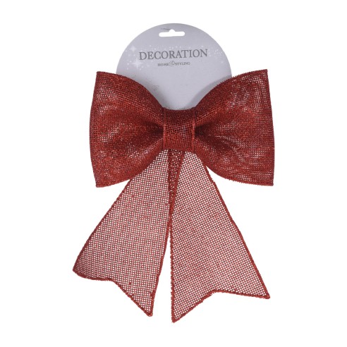 Pendente fiocco natalizio 24x22 cm rosso glitterato H&S Collection