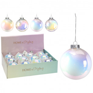 Pallina di Natale sfera in plastica iridescente Ø 8 cm assortito H&S Collection