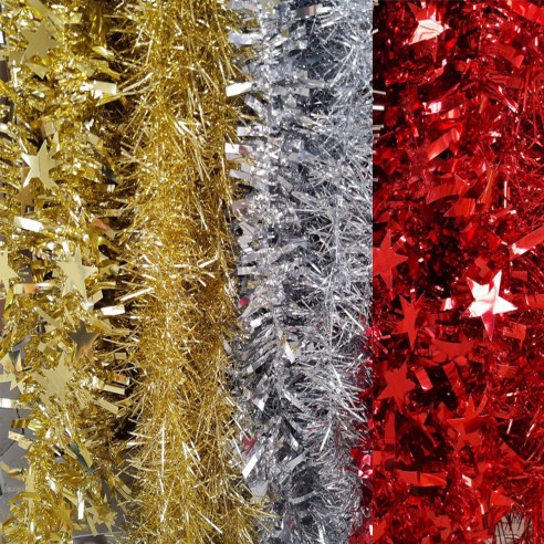 Festone in lurex tinsel ghirlanda di Natale lametta orpelli 180 cm ass