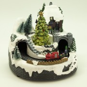 Villaggio di Natale musicale piccolo con luci e trenino Domus