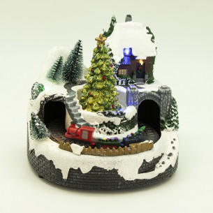 Villaggio di Natale musicale piccolo con luci e trenino Domus 2