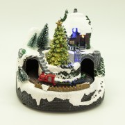 Villaggio di Natale musicale piccolo con luci e trenino Domus