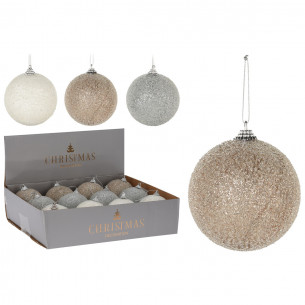 Pallina di Natale sfera in plastica con perline Ø 8 cm assortito H&S Collection