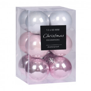 Palline di Natale in plastica whisper rosa Ø 6 cm conf da 12pz
