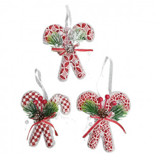 Pendente natalizio 2 candy cane rosso 11 cm assortito H&S Collection