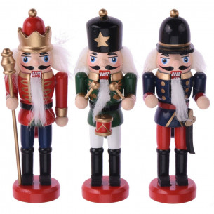 Pendente schiaccianoci in legno soldato natalizio set 3 pezzi H12cm 2