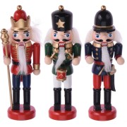 Pendente schiaccianoci in legno soldato natalizio set 3 pezzi H12cm