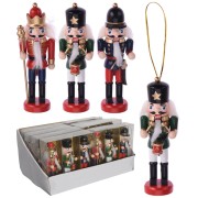 Pendente schiaccianoci in legno soldato natalizio set 3 pezzi H12cm