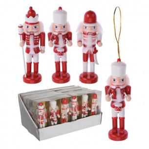 Pendente schiaccianoci in legno set 3 pezzi H12 cm bianco rosso