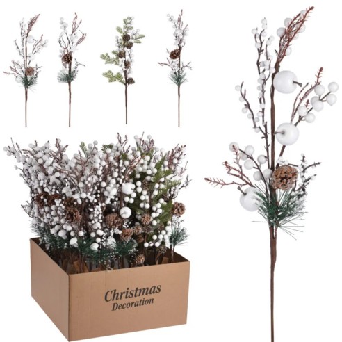 Decorazione per albero di Natale ramo bacche bianche H55 cm assortito H&S Collection