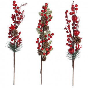 Decorazione per albero di Natale ramo bacche rosse H55 cm assortito H&S Collection