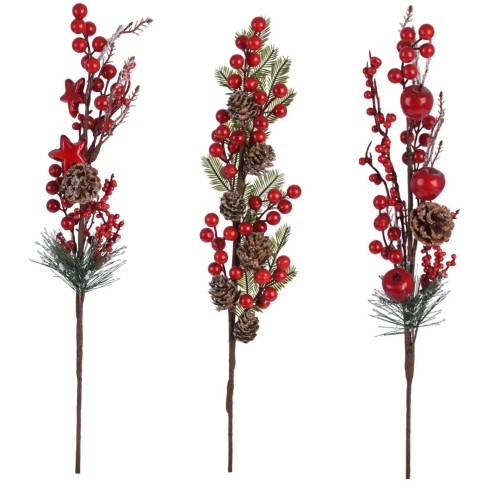 Decorazione per albero di Natale ramo bacche rosse H55 cm assortito H&S Collection